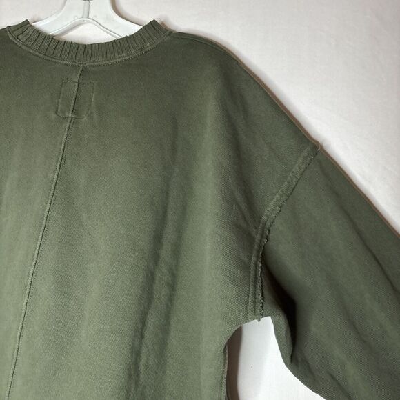 Aerie Down To Earth Crewneck Distressed Sweatshirt Women's Size XS Olive Green - Picture 11 of 16